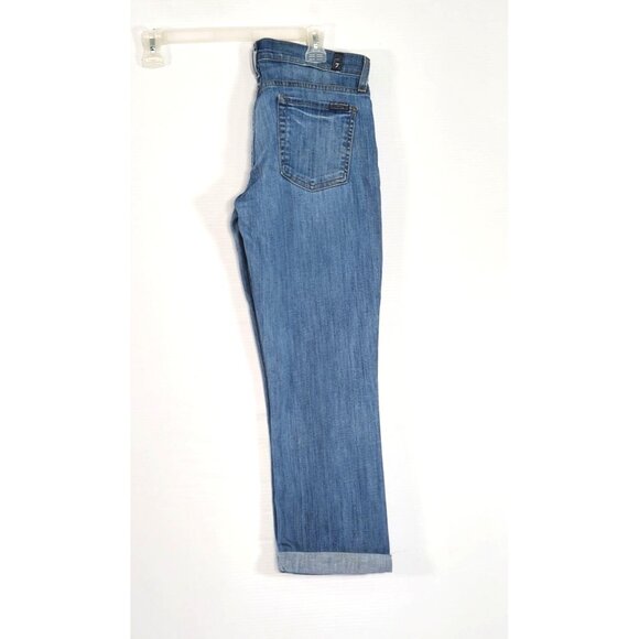 7 For All Mankind Women's Blue The Skinny  Crop & Roll Jeans Size 28" 1015 - Picture 4 of 10